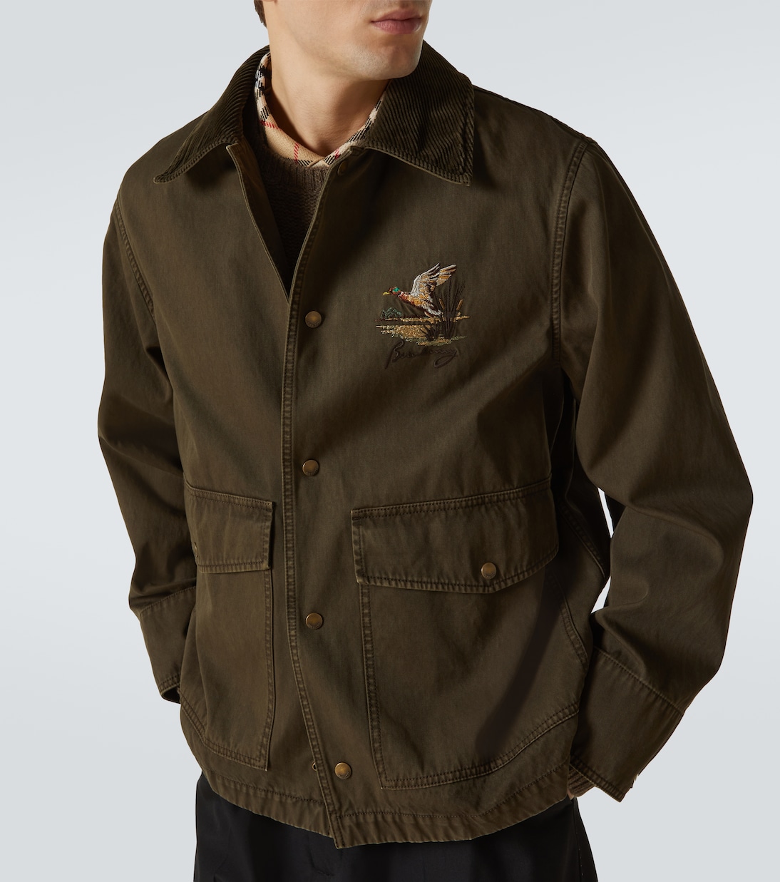Corduroy-trimmed cotton twill field jacket | Burberry