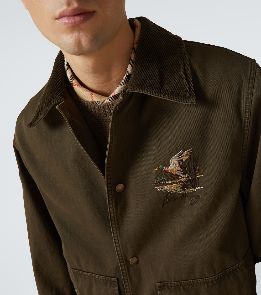 Corduroy-trimmed cotton twill field jacket | Burberry