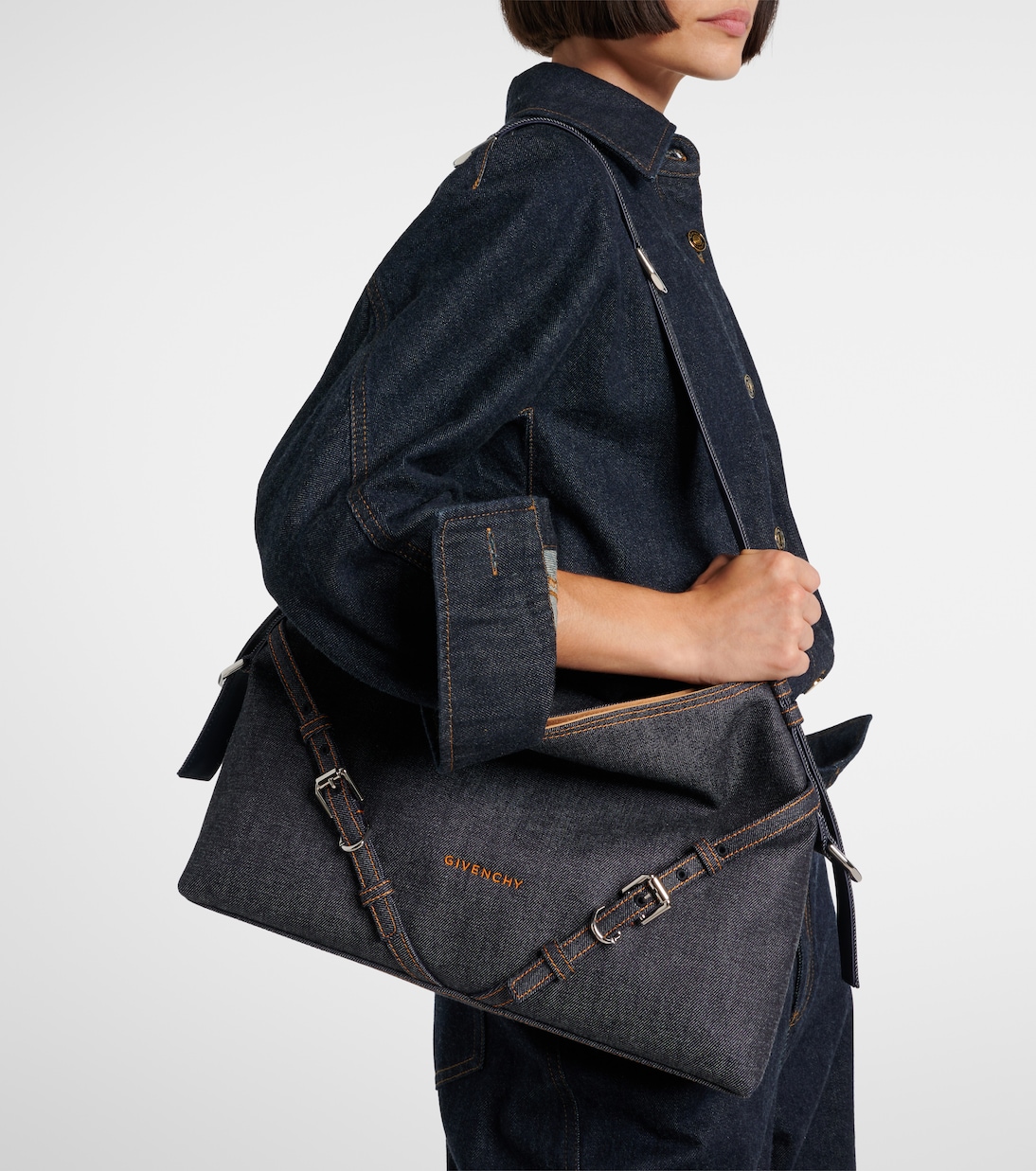 Schultertasche Voyou Medium aus Denim | Givenchy