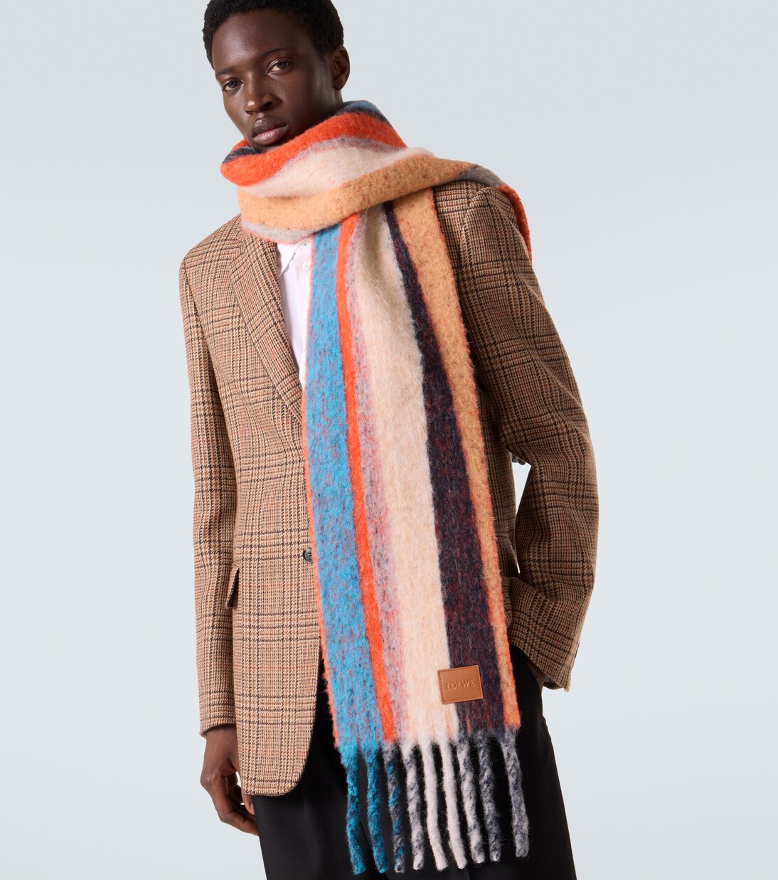 Fringed striped alpaca-blend scarf | Loewe