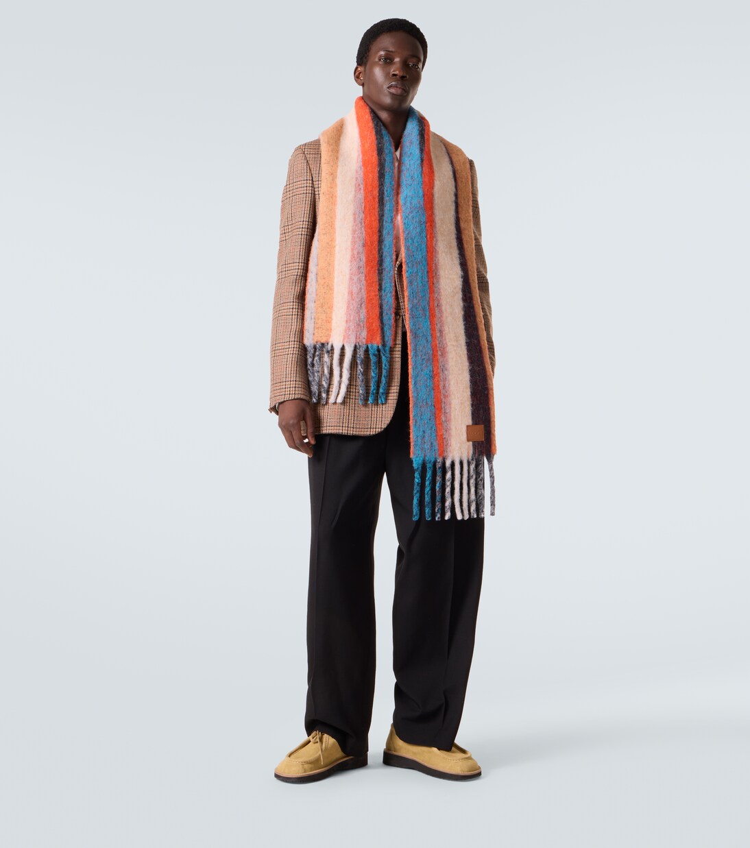 Fringed striped alpaca-blend scarf | Loewe