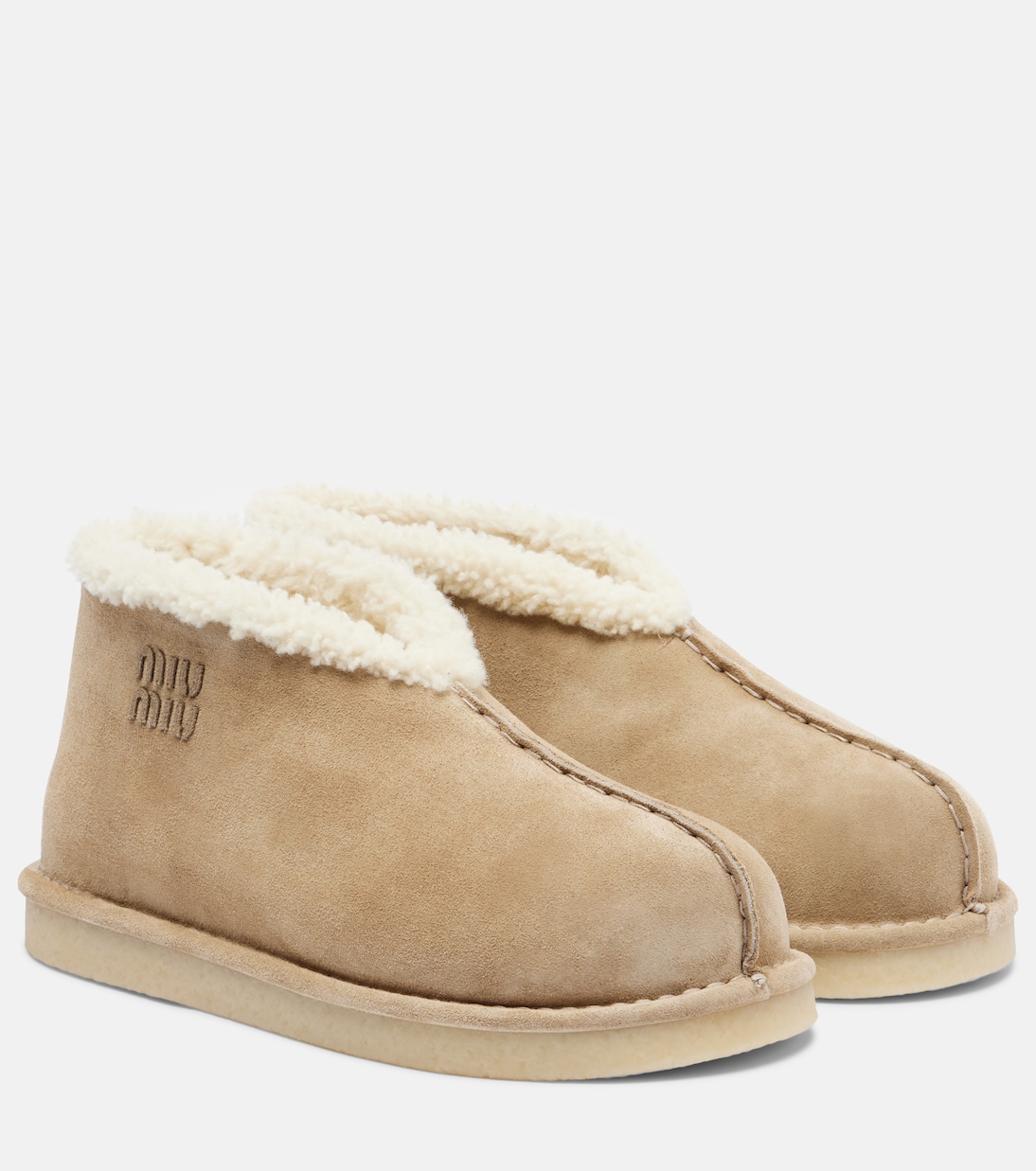 Shearling-lined suede ankle boots | Miu Miu