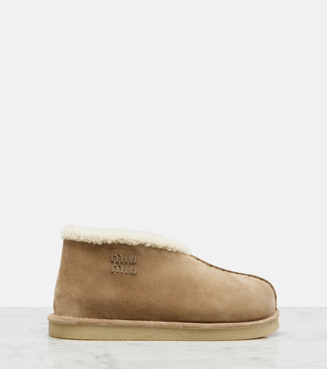 Shearling-lined suede ankle boots | Miu Miu