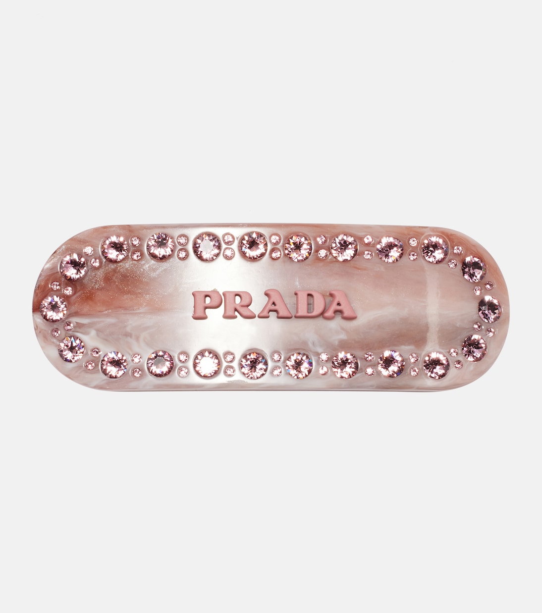 Logo crystal-embellished barrette | Prada