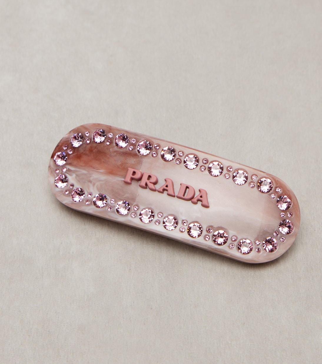Logo crystal-embellished barrette | Prada