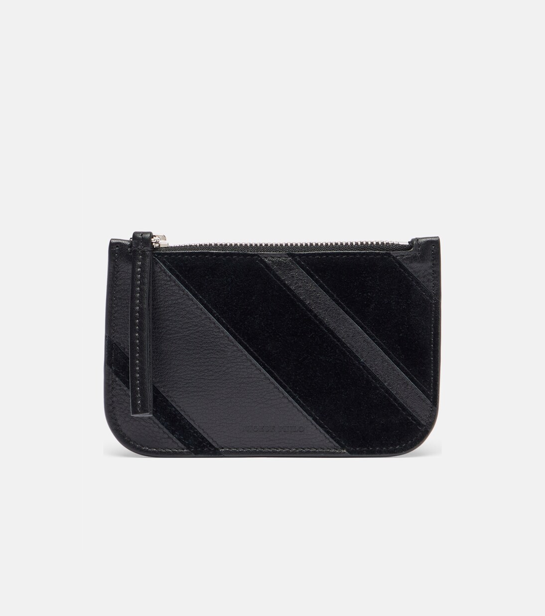 Pocket suede-trimmed leather card holder | Phoebe Philo