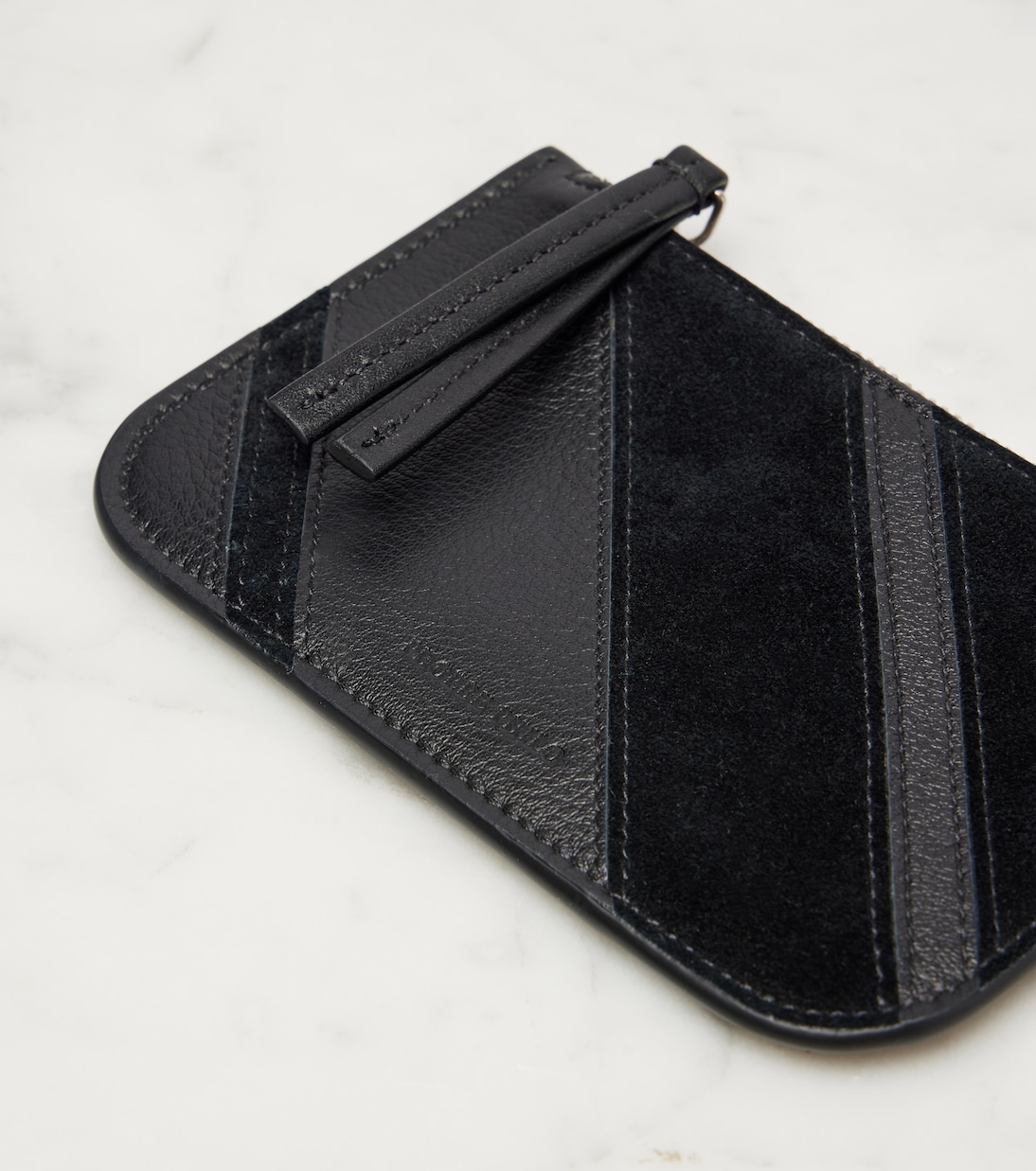 Pocket suede-trimmed leather card holder | Phoebe Philo