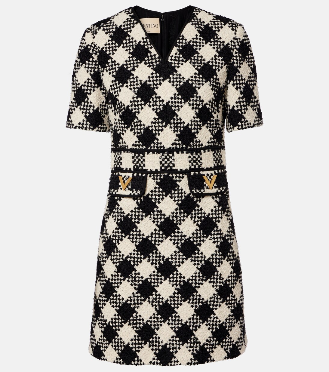 VGold checked tweed minidress | Valentino