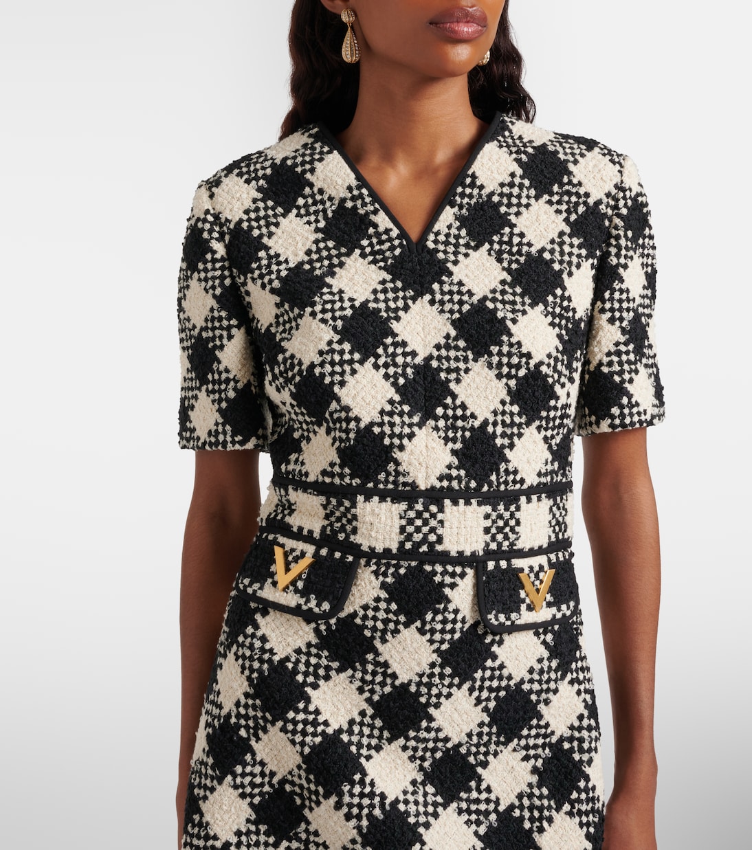 VGold checked tweed minidress | Valentino