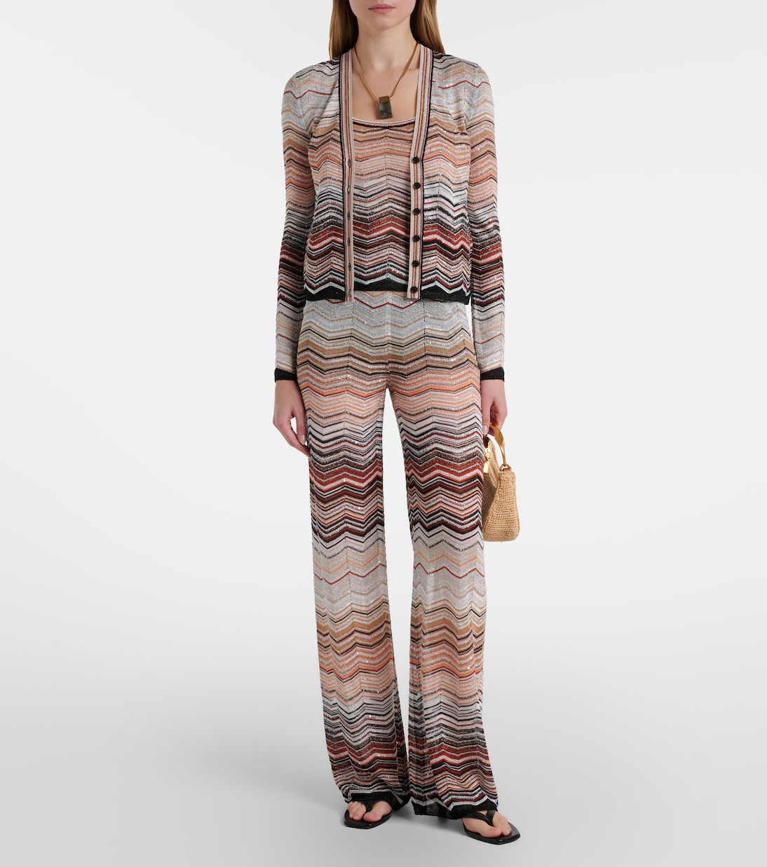 Cardigan Zigzag aus Häkelstrick mit Pailletten | Missoni