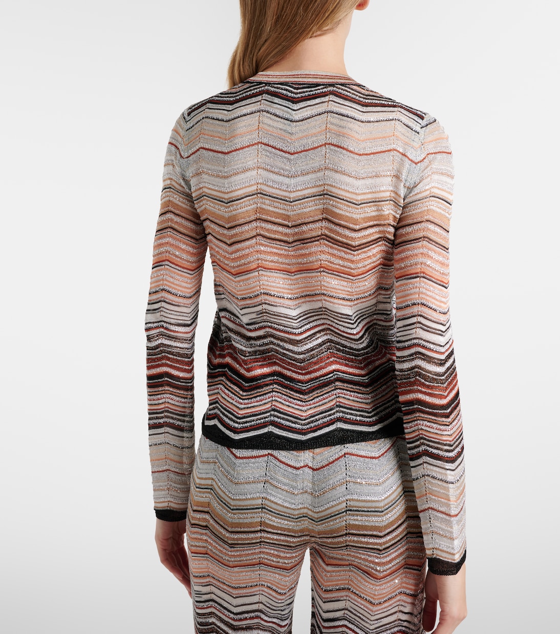 Cardigan Zigzag aus Häkelstrick mit Pailletten | Missoni