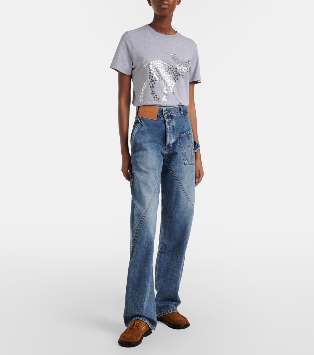Embroidered high-rise straight jeans | JW Anderson