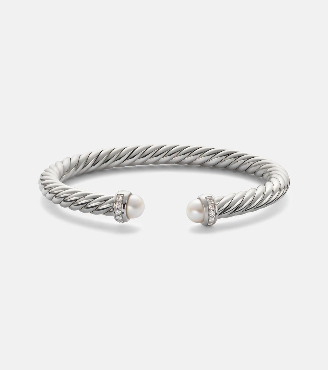Cable Flex® sterling silver bracelet with diamonds and pearls | David Yurman