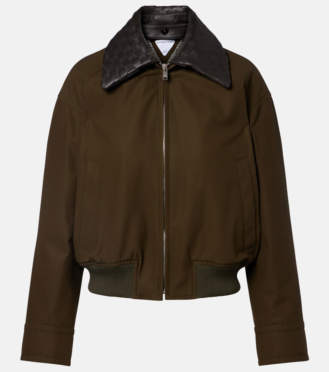 Leather-trimmed cotton twill blouson jacket | Bottega Veneta