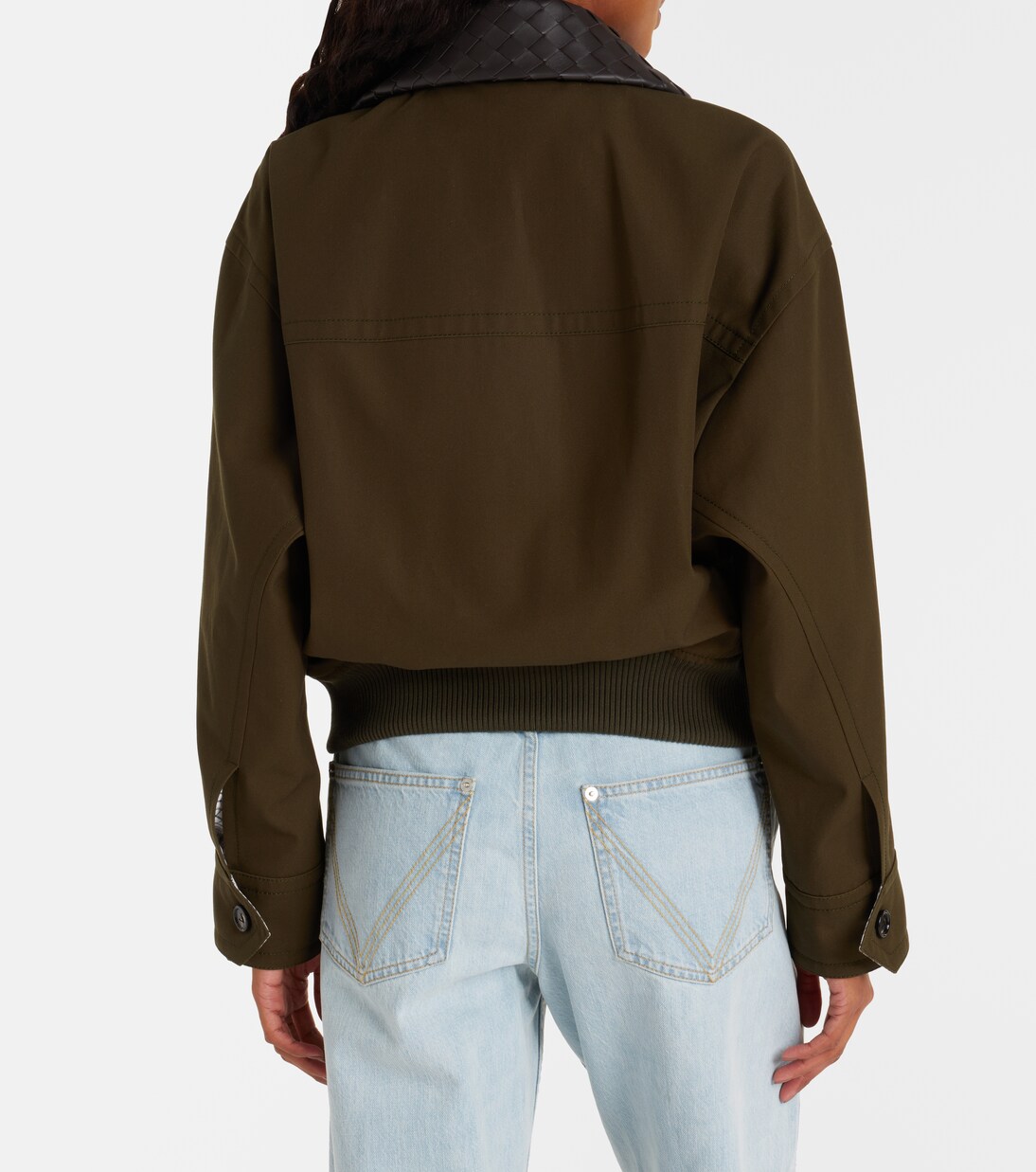 Leather-trimmed cotton twill blouson jacket | Bottega Veneta