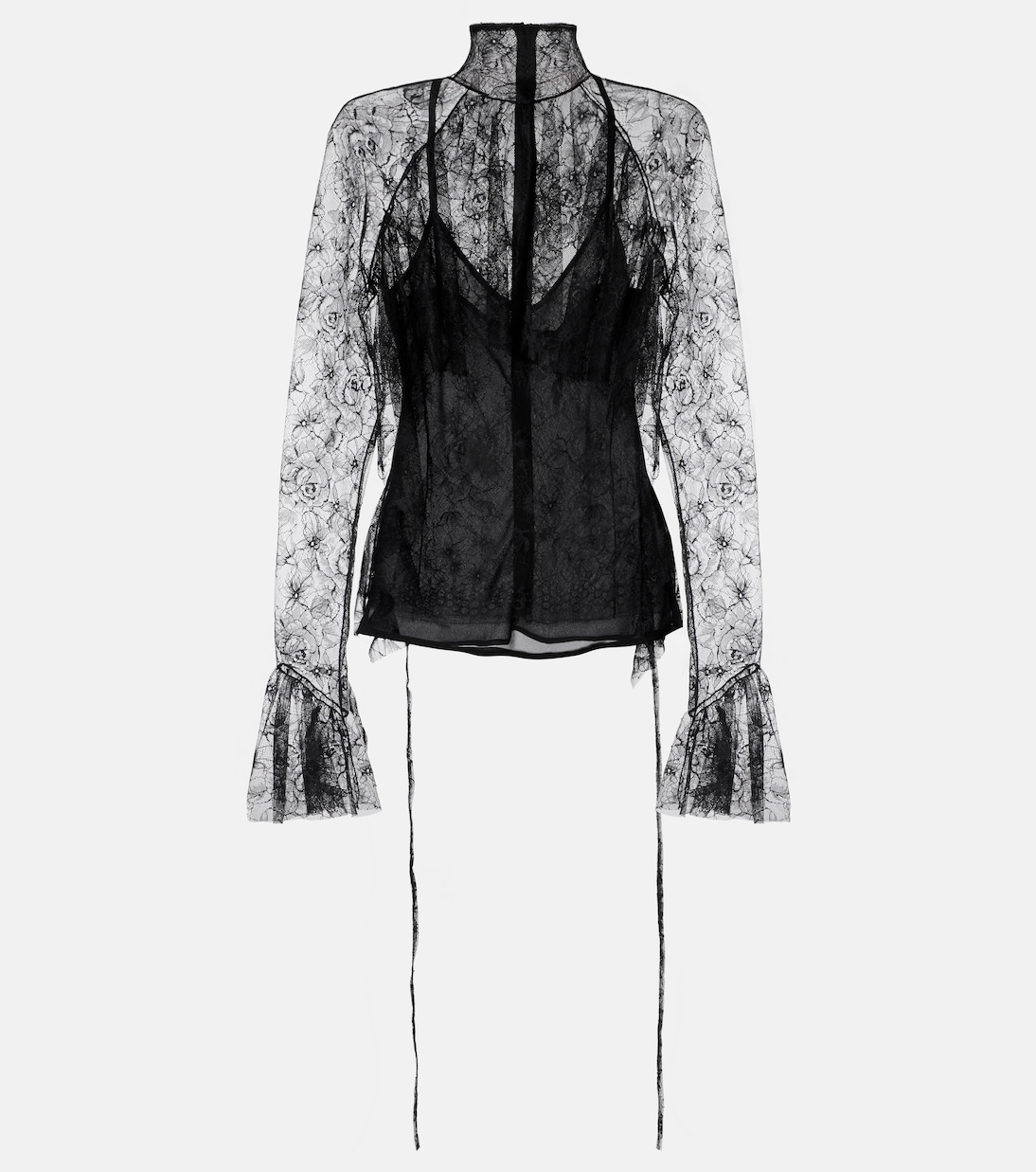 Ruffled sheer lace blouse | Blumarine