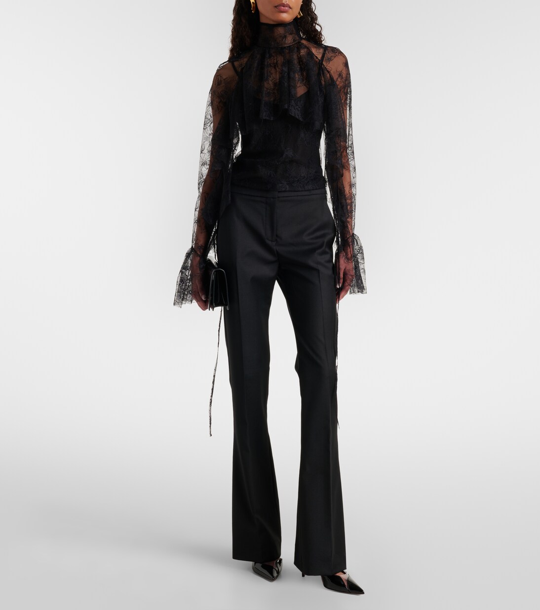 Ruffled sheer lace blouse | Blumarine