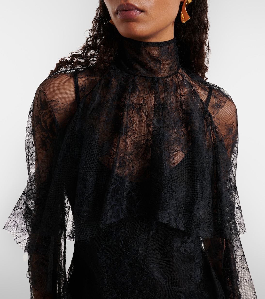 Ruffled sheer lace blouse | Blumarine