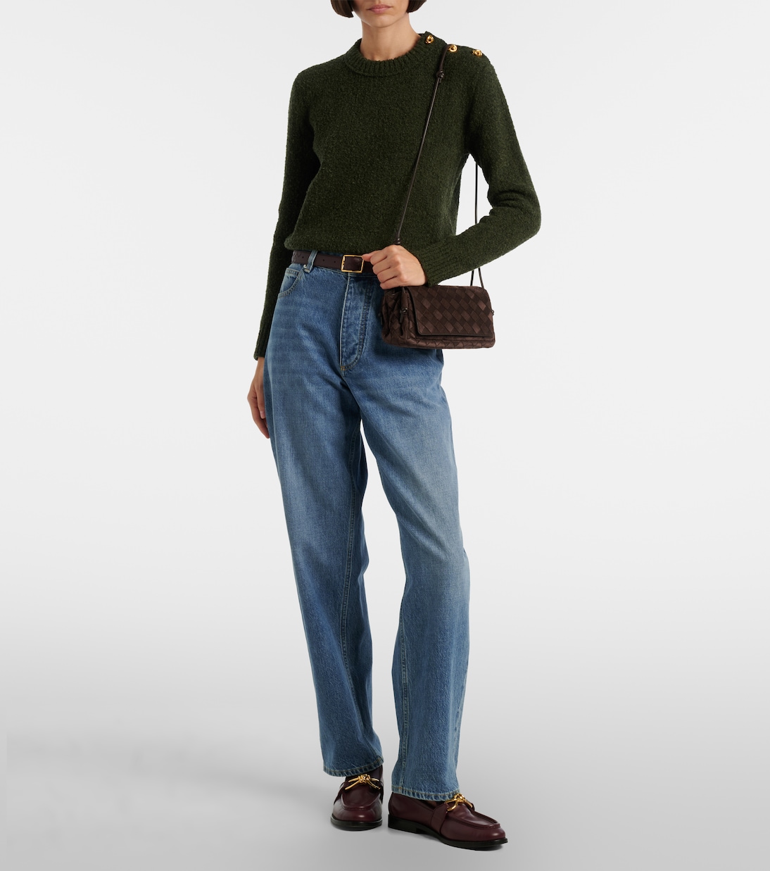 Notturno Intrecciato suede crossbody bag | Bottega Veneta