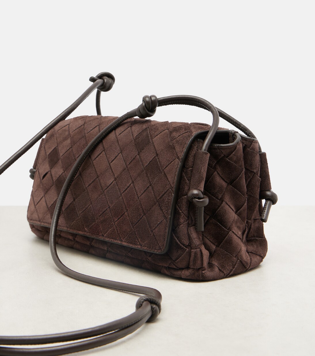 Notturno Intrecciato suede crossbody bag | Bottega Veneta
