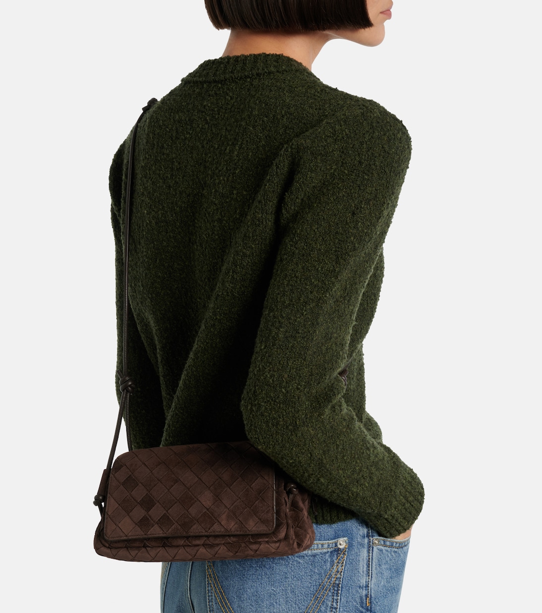 Notturno Intrecciato suede crossbody bag | Bottega Veneta