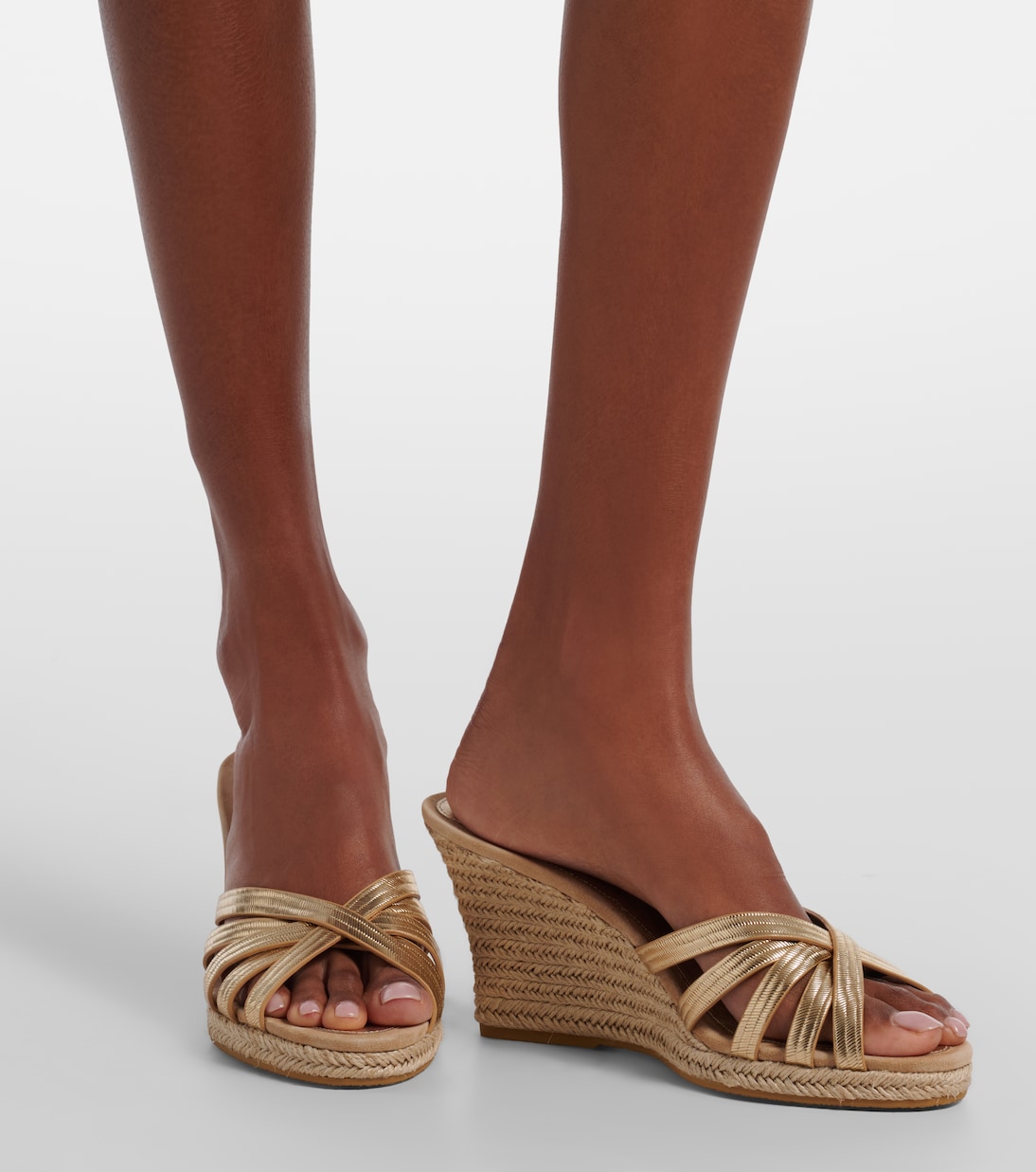 Metallic leather espadrille wedges | Veronica Beard