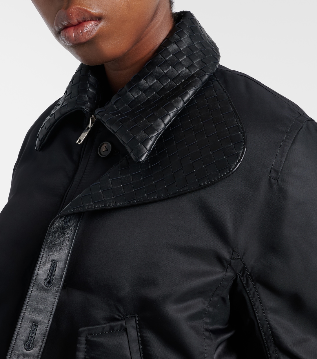 Intrecciato leather-trimmed blouson jacket | Bottega Veneta
