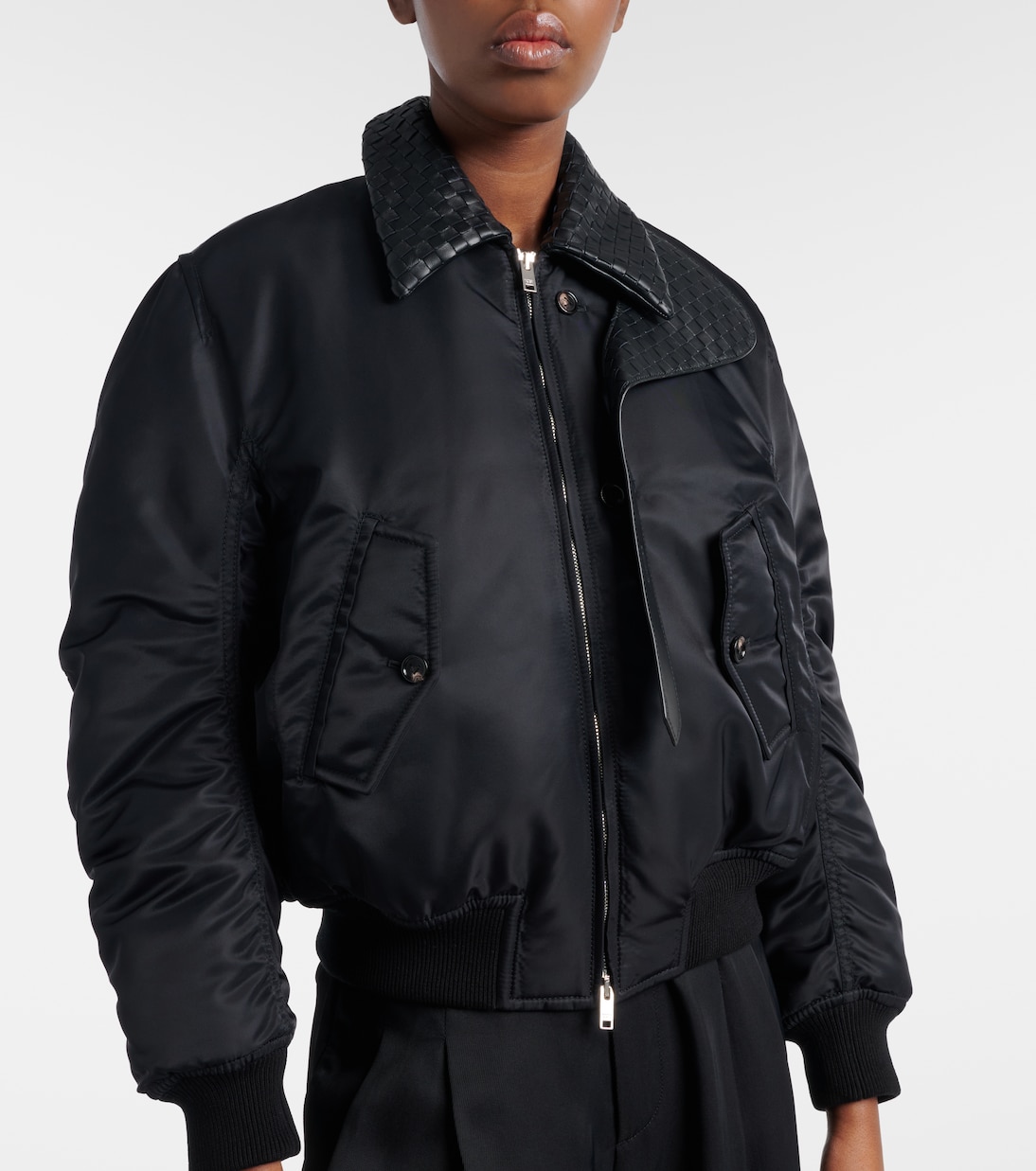 Intrecciato leather-trimmed blouson jacket | Bottega Veneta