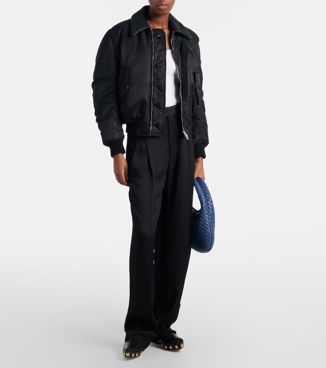Intrecciato leather-trimmed blouson jacket | Bottega Veneta