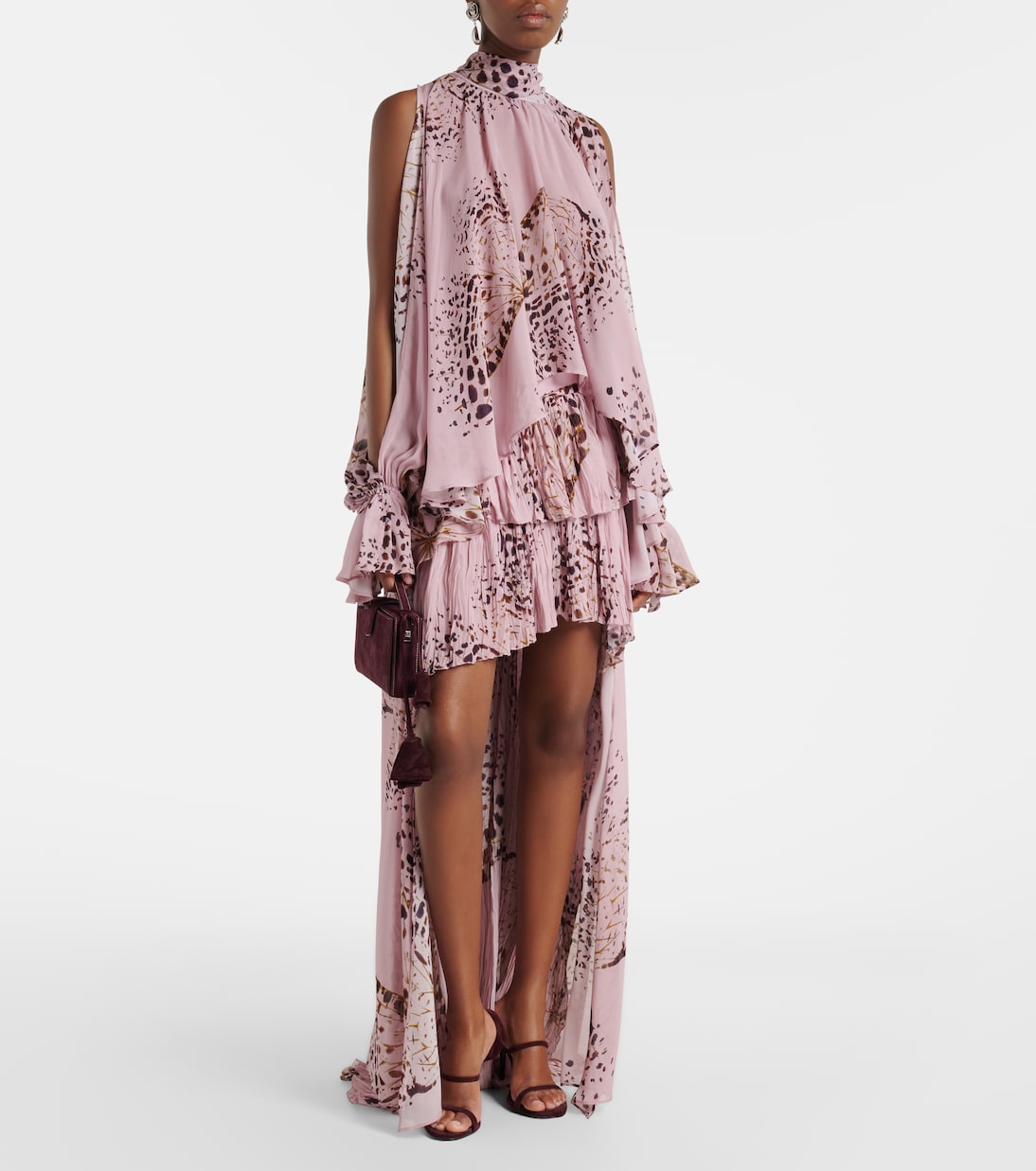 Printed asymmetric georgette maxi skirt | Blumarine