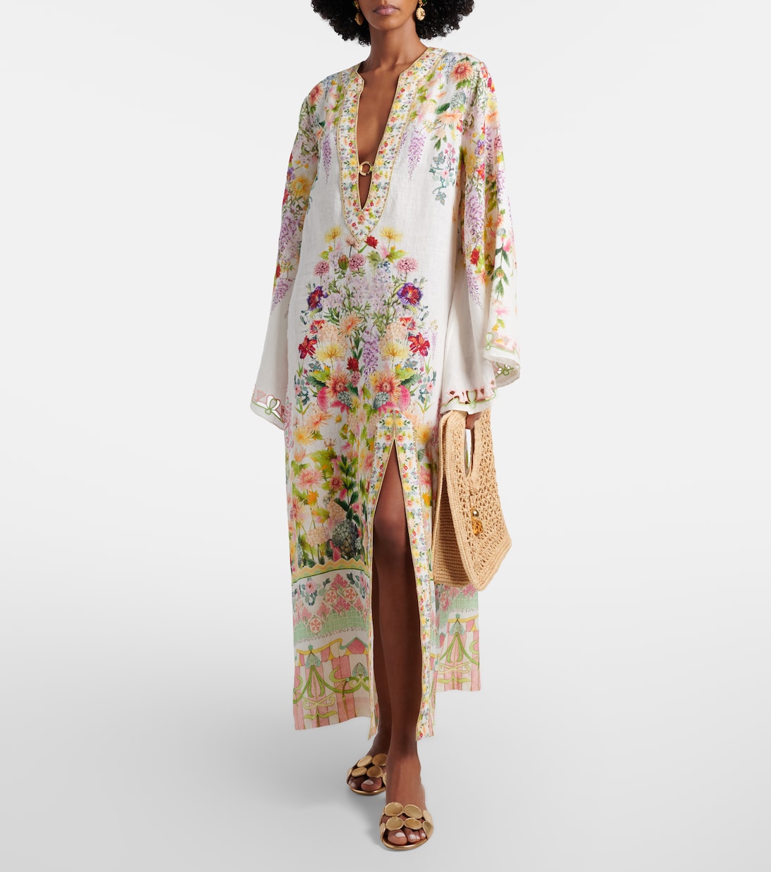 Bedruckter Kaftan aus Leinen | Camilla
