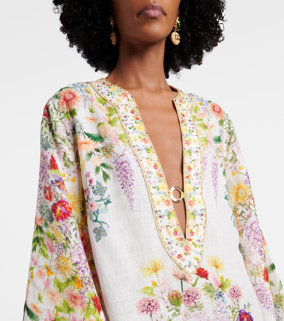 Bedruckter Kaftan aus Leinen | Camilla