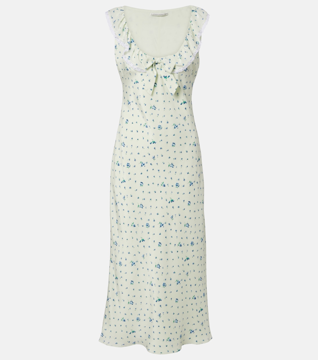 Lace-trimmed floral silk midi dress | Alessandra Rich
