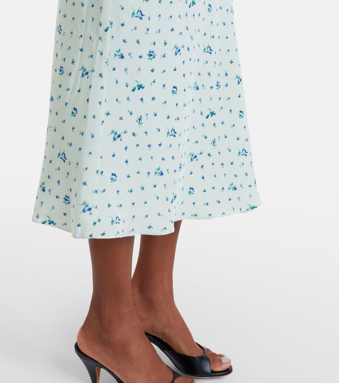 Lace-trimmed floral silk midi dress | Alessandra Rich