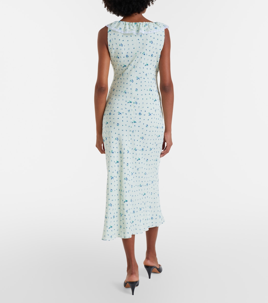 Lace-trimmed floral silk midi dress | Alessandra Rich