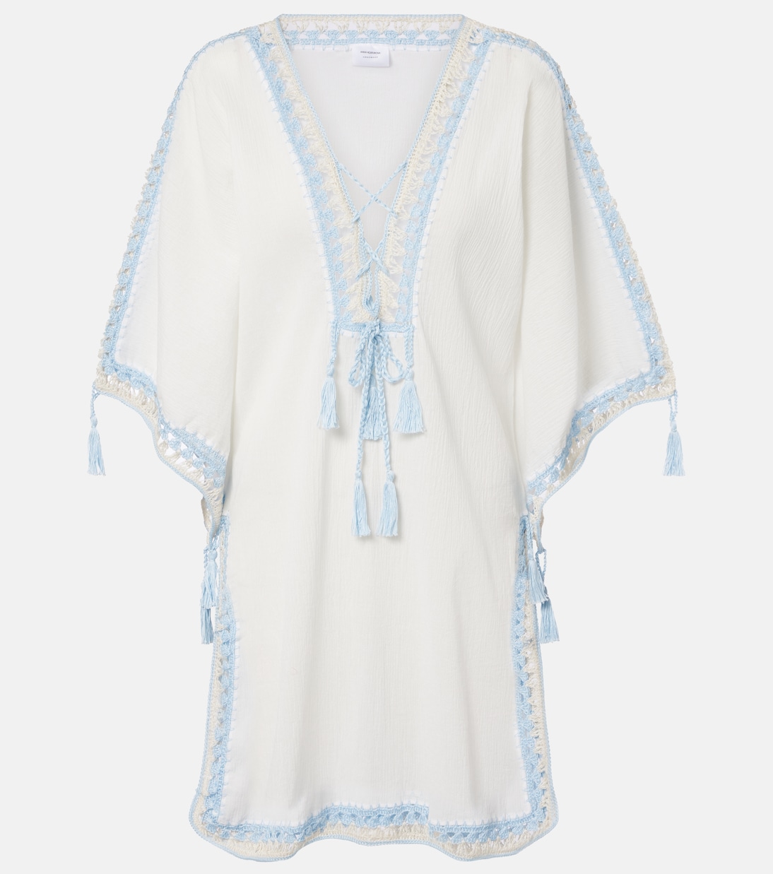 Kaftan aus Baumwolle mit Häkelstrick | Anna Kosturova