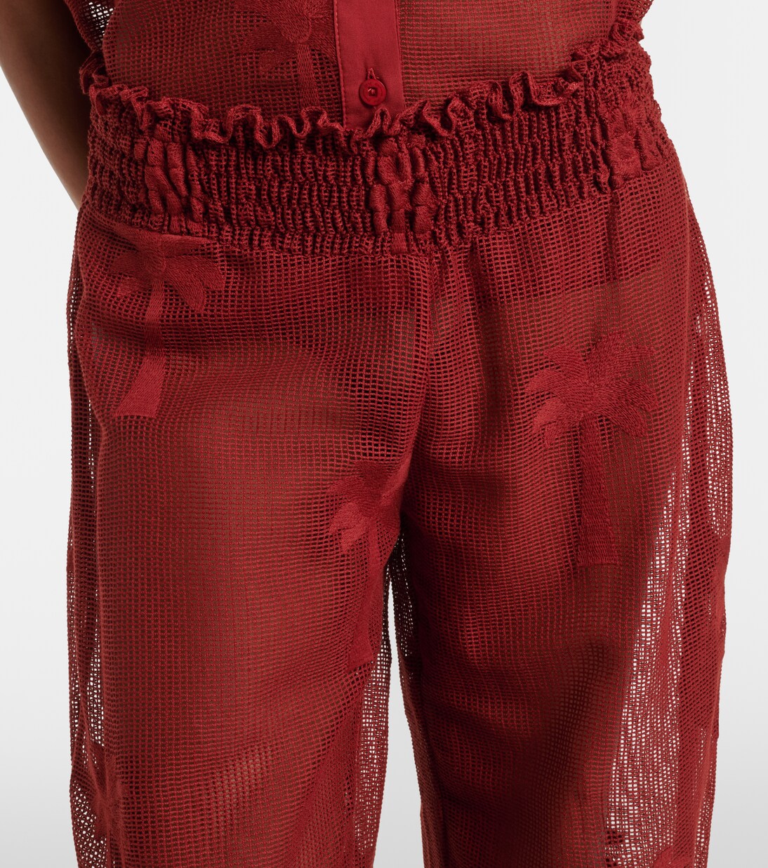 Embroidered cotton-blend mesh balloon pants | Johanna Ortiz