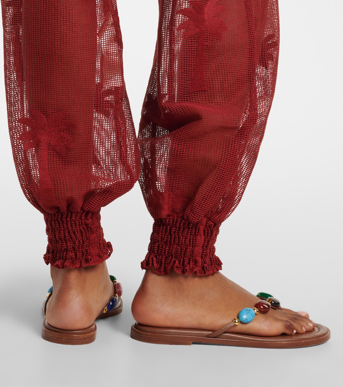 Embroidered cotton-blend mesh balloon pants | Johanna Ortiz