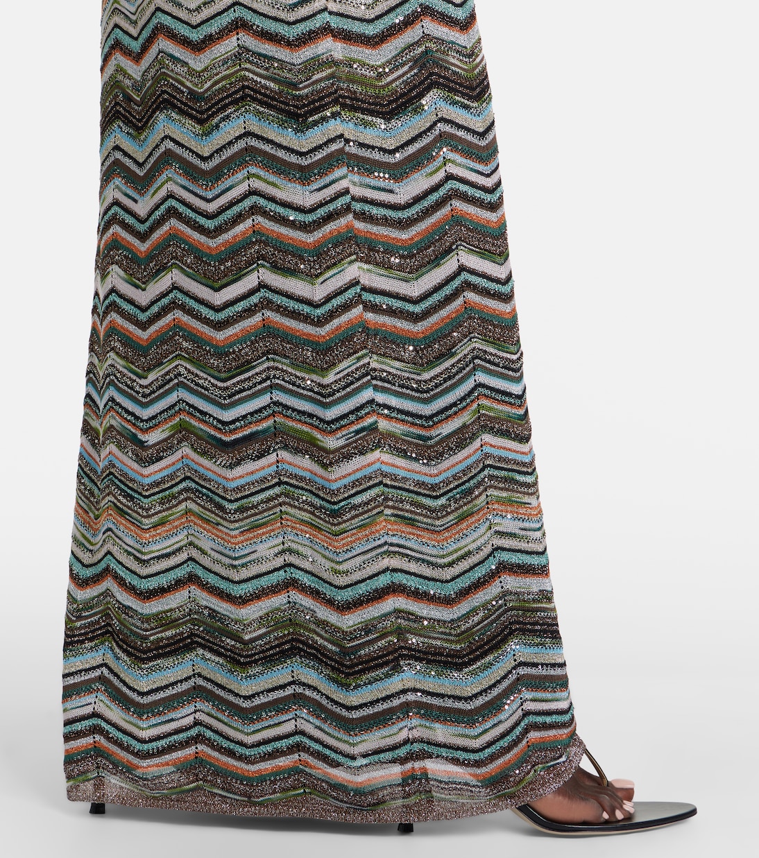 Zigzag one-shoulder lamé maxi dress | Missoni