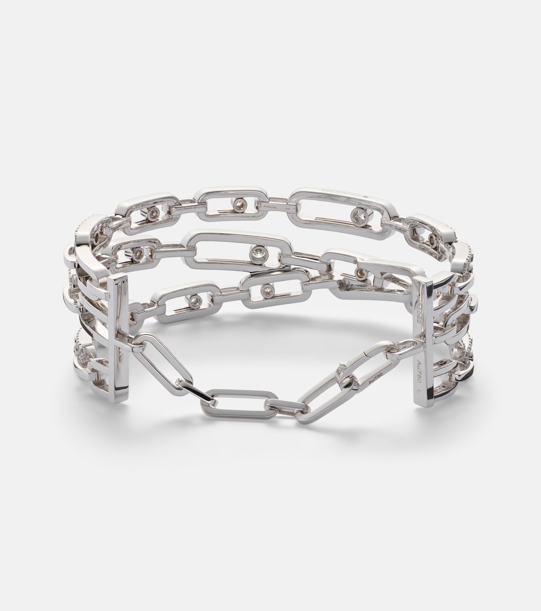 Pulsera Move Link de oro blanco de 18 ct con diamantes | Messika
