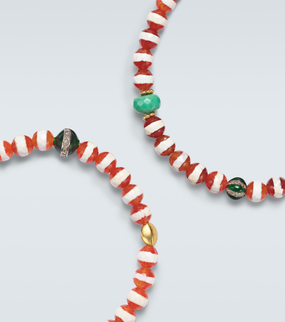 Set of 2 18kt gold and sterling silver beaded bracelets with gemstones | Ileana Makri