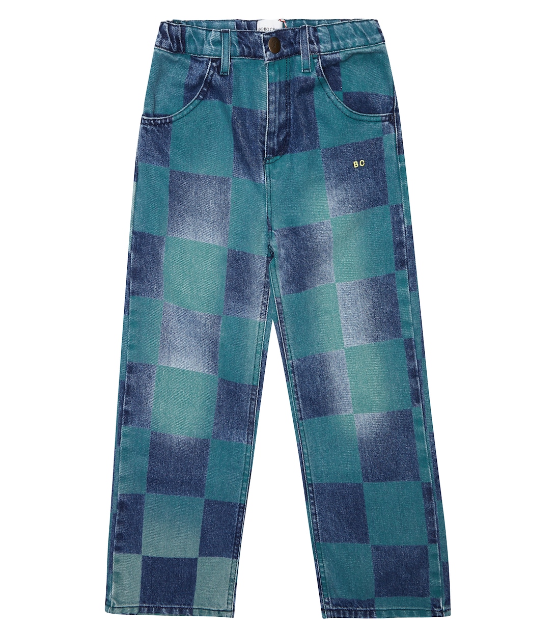 Checkerboard cotton denim pants | Bobo Choses