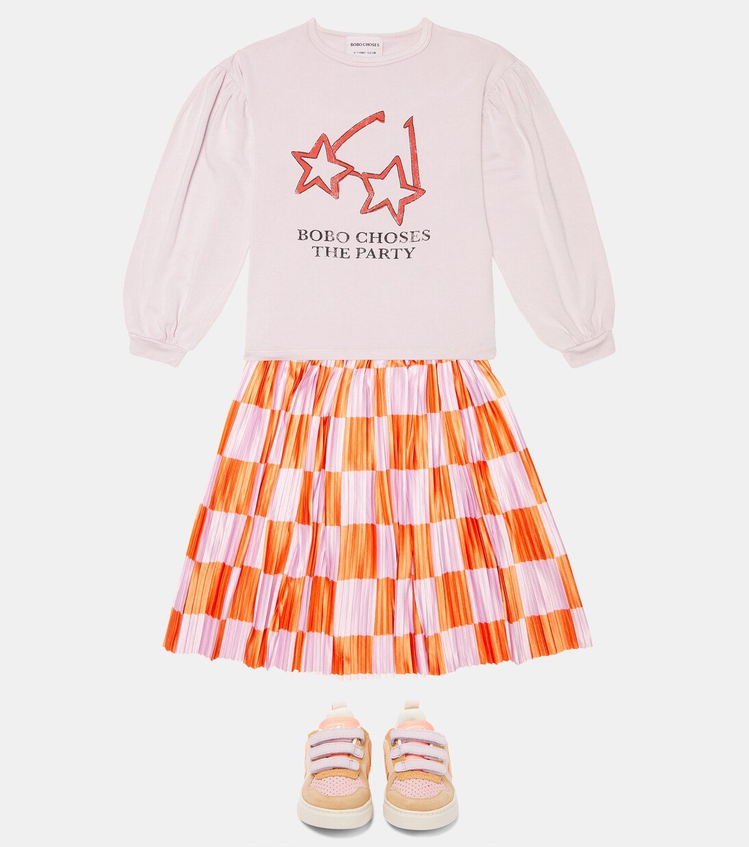 Checked pleated satin skirt | Bobo Choses