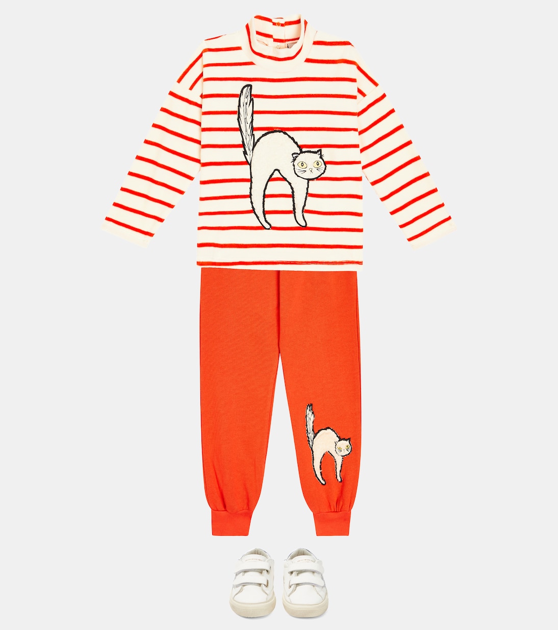Appliqué striped cotton velour sweatshirt | Mini Rodini
