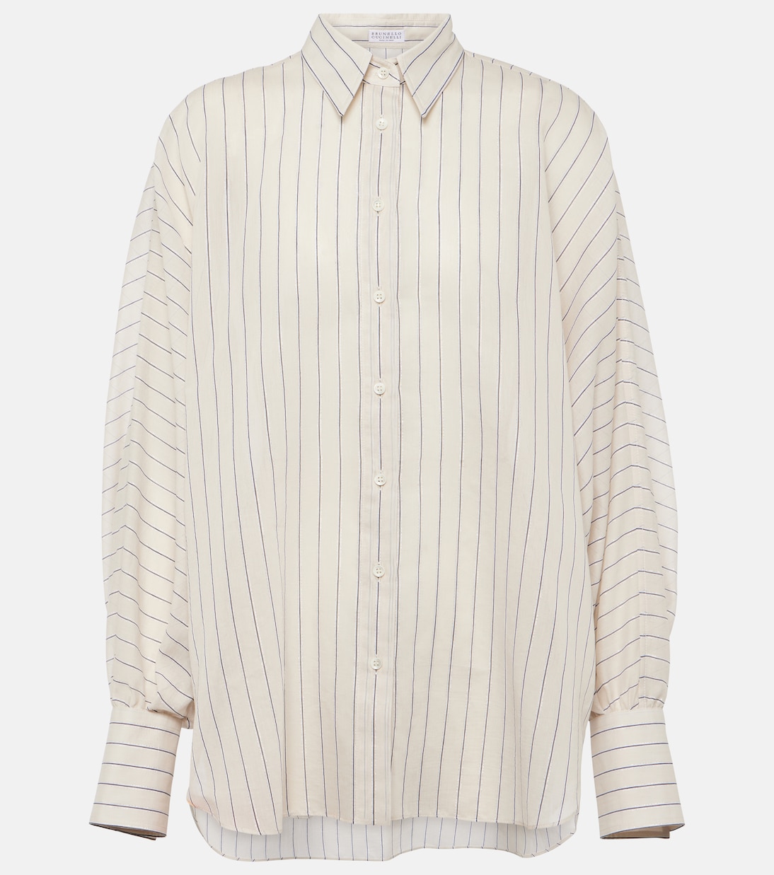 Cotton-blend lamé shirt | Brunello Cucinelli