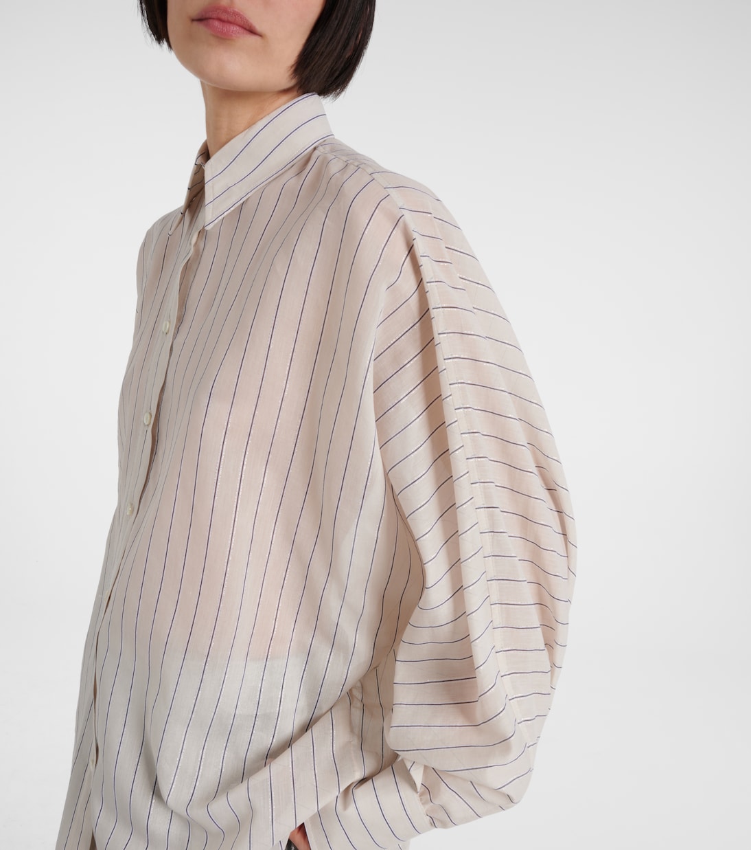 Cotton-blend lamé shirt | Brunello Cucinelli