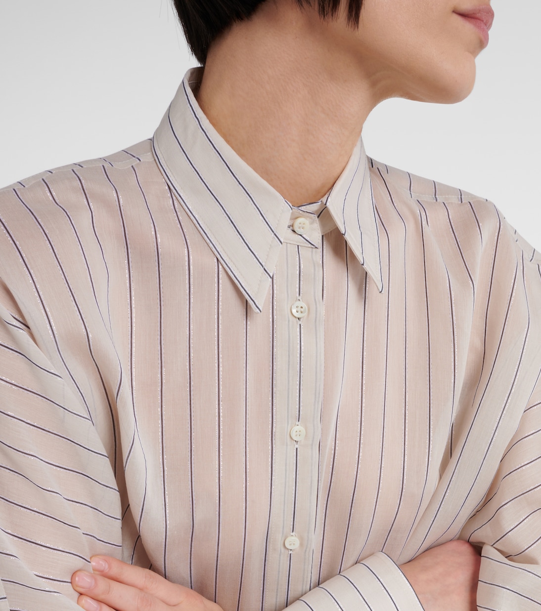 Cotton-blend lamé shirt | Brunello Cucinelli