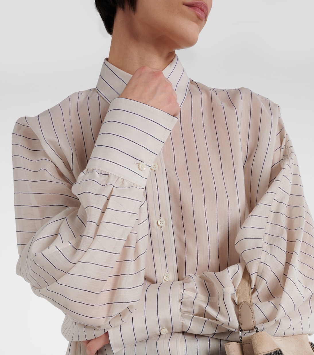 Cotton-blend lamé shirt | Brunello Cucinelli