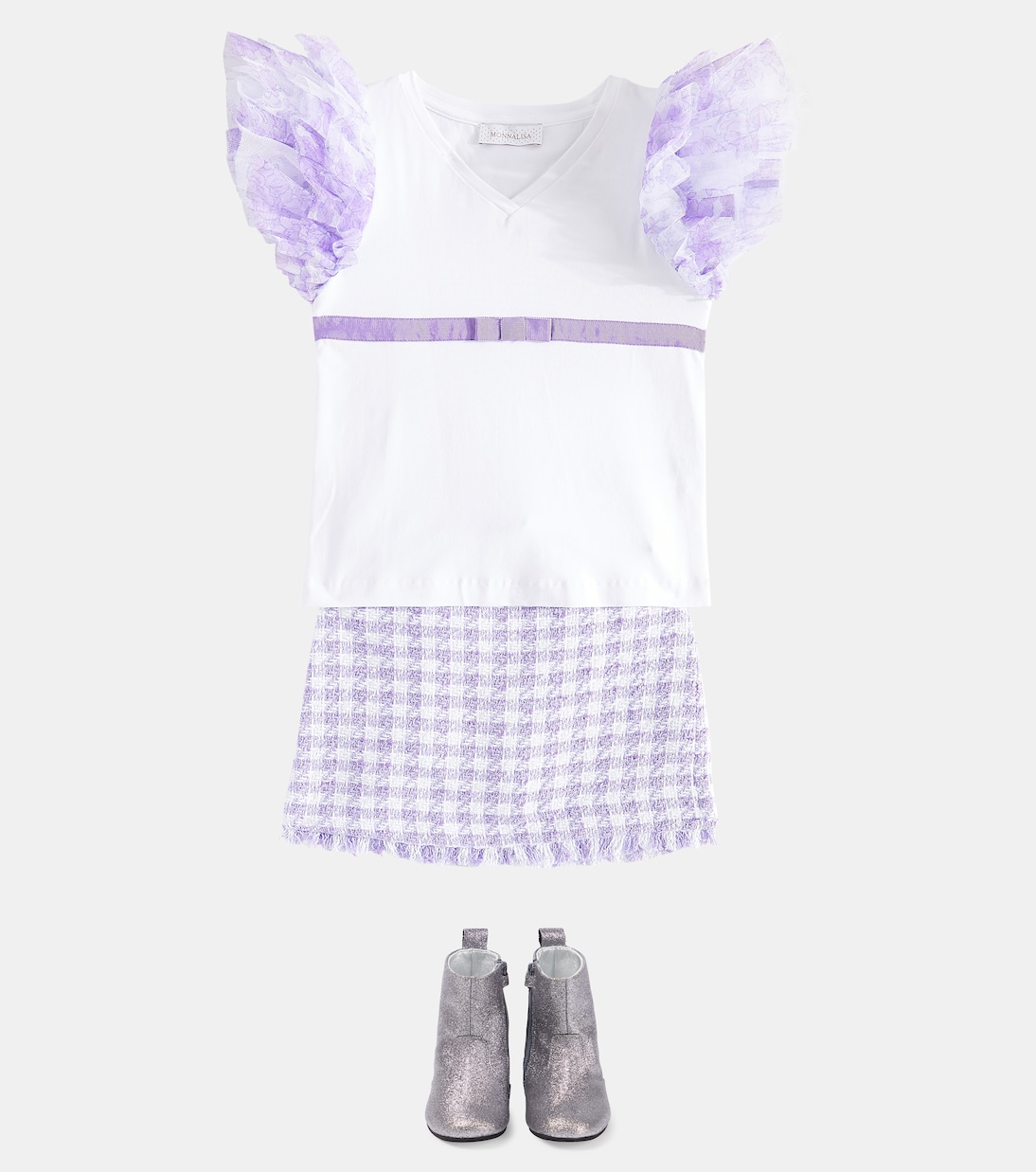 Houndstooth bouclé skirt | Monnalisa