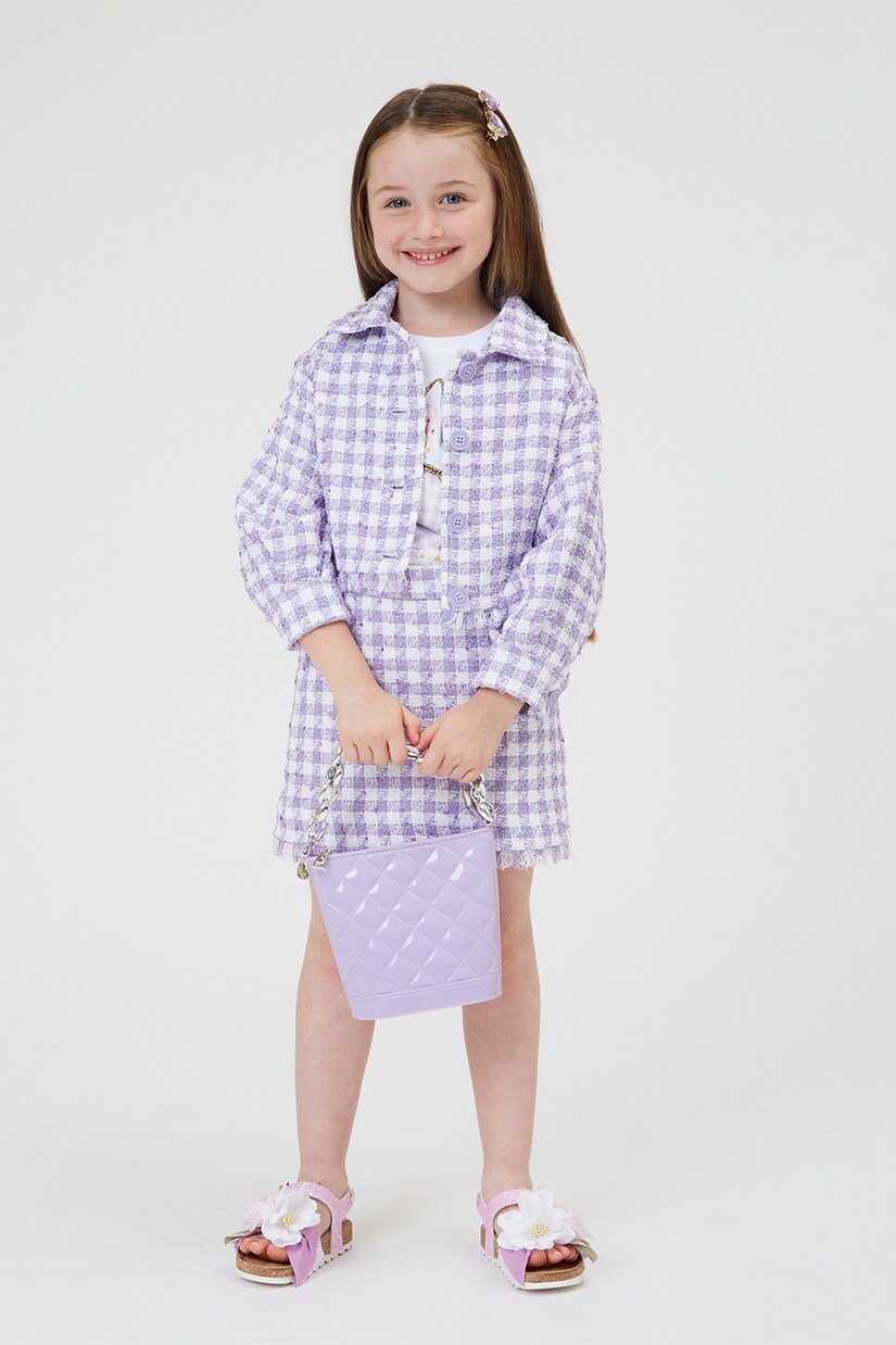 Houndstooth bouclé skirt | Monnalisa